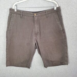 Volcom Men Shorts 36 Brown Chino Pockets High Rise Logo 10" Inseam